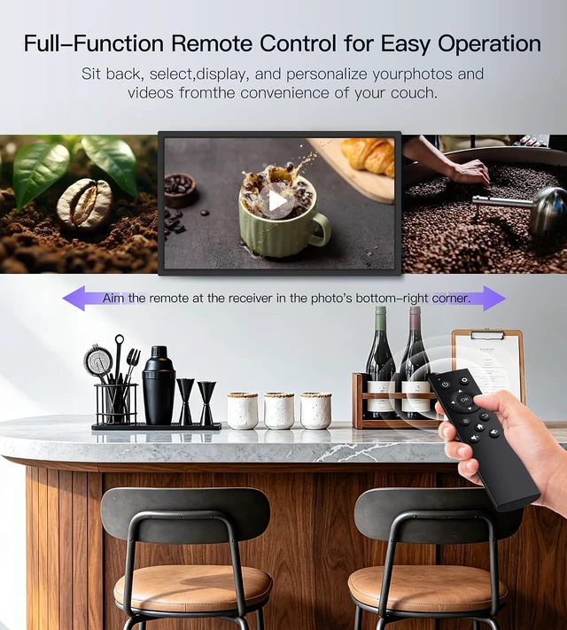 Alt view image 5 of 7 - Uhale 21.5 Large Digital Picture Frame 64GB Photo Frame WiFi Remote Control