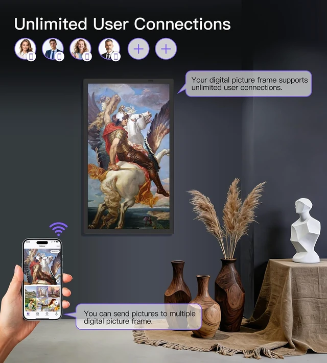 Alt view image 6 of 7 - Uhale 21.5 Large Digital Picture Frame 64GB Photo Frame WiFi Remote Control