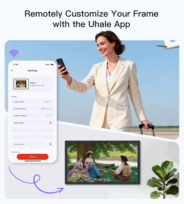 Alt view image 7 of 7 - Uhale 21.5 Large Digital Picture Frame 64GB Photo Frame WiFi Remote Control