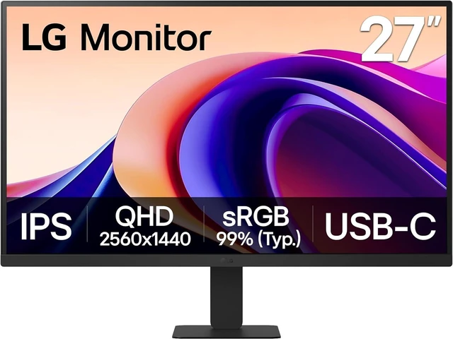 Main image of 27U631A-B 27-inch QHD (2560 x 1440) IPS Computer Monitor, 100Hz, 5ms, HDR10, Reader Mode, Flicker Safe, HDMI, USB Type-C 15W PD, Black