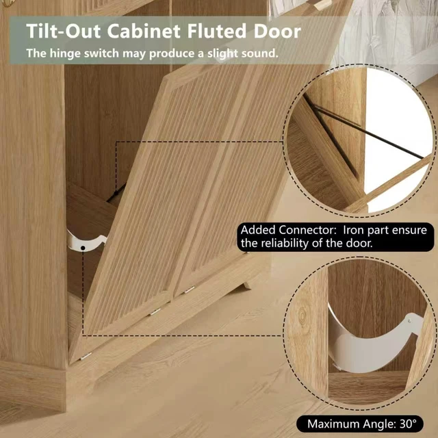 Alt view image 5 of 7 - 2 x 13 Gallons Double Tilt Out Trash Can Cabinet, Trash Cabinet,Natural Oak