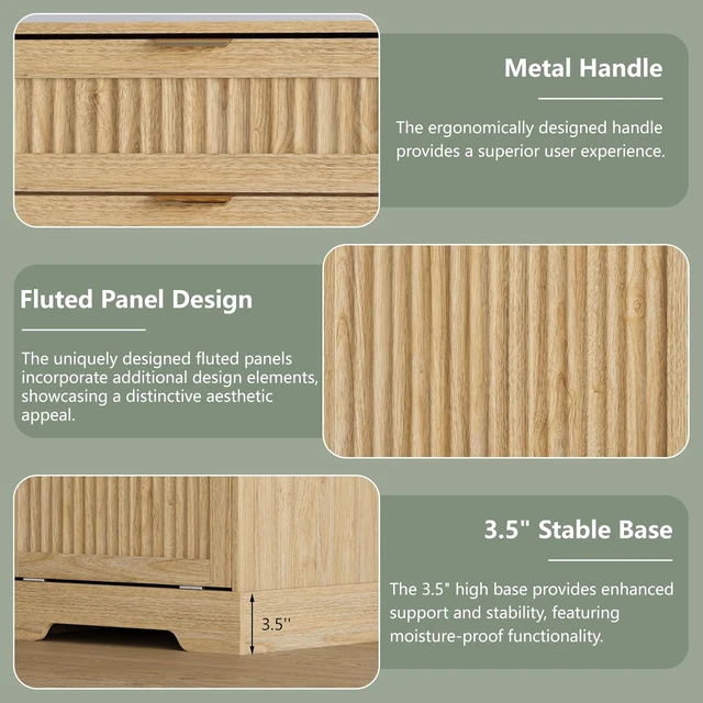 Alt view image 4 of 7 - 2 x 13 Gallons Double Tilt Out Trash Can Cabinet, Trash Cabinet,Natural Oak