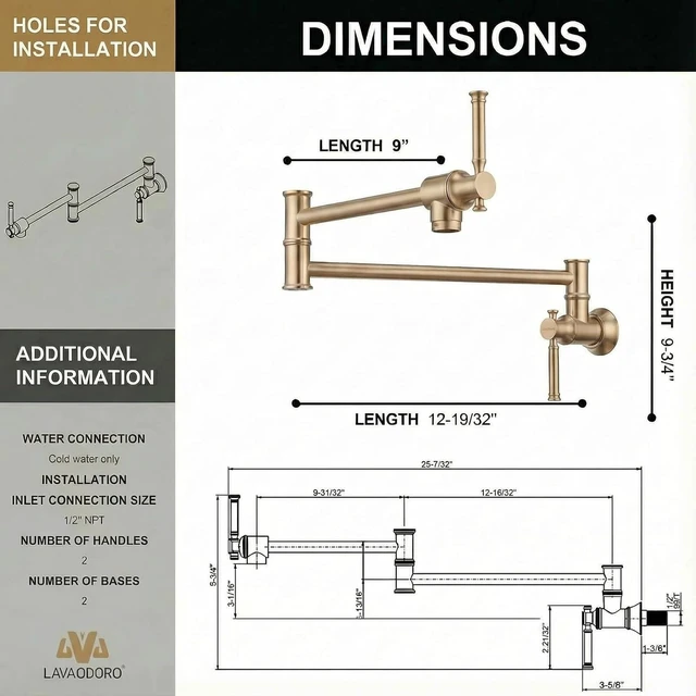 Alt view image 3 of 7 - Brushsed Gold Pot Filler Kitchen Faucet, PF317-SG