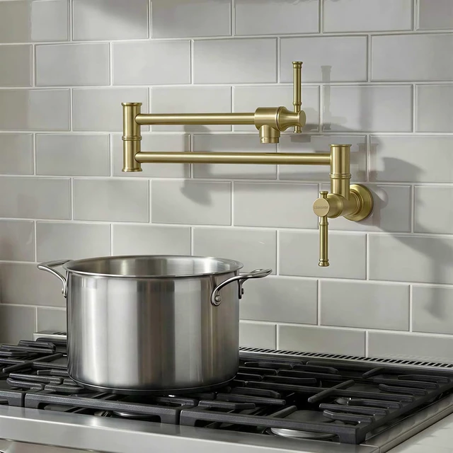 Alt view image 5 of 7 - Brushsed Gold Pot Filler Kitchen Faucet, PF317-SG
