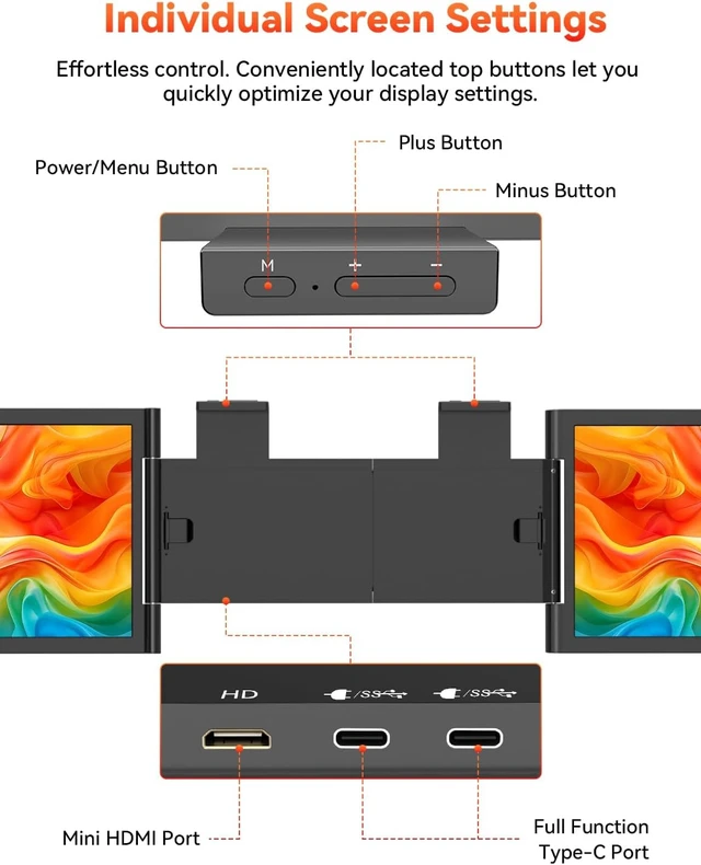 Alt view image 5 of 7 - 14" 1080P Laptop Screen Extender, One Cable Connetion (Windows & Mac)