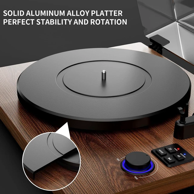 Alt view image 4 of 7 - Bluetooth Turntable HiFi System with 36 Watt Bookshelf Speakers, Patend Designed Vinyl Record Player with Magnetic Cartridge, Bluetooth Playback and Auto Off