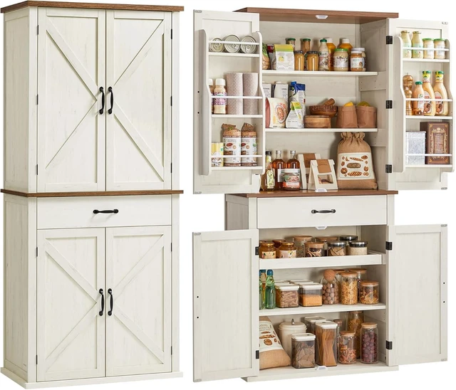 Main image of Pantry Cabinet, Freestanding Tall Cupboard with a Drawer