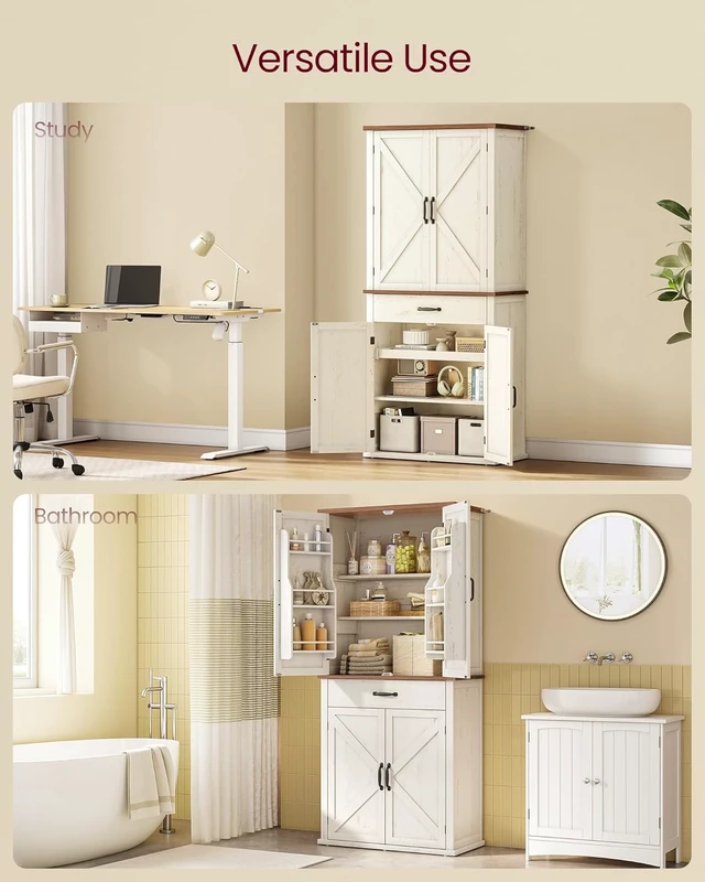 Alt view image 7 of 7 - Pantry Cabinet, Freestanding Tall Cupboard with a Drawer