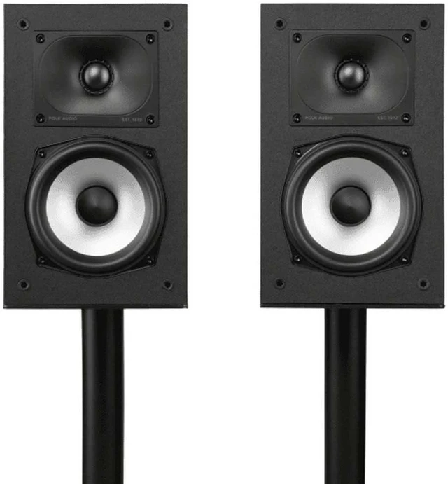 Alt view image 3 of 7 - Polk Monitor XT15 Pair of Bookshelf or Surround Sound Speakers - Hi-Res Audio Certified, Dolby Atmos & DTS:X Compatible, 1" Terylene Tweeter & 5.25" Dynamically Balanced Woofer (Pair, Midnight Black)