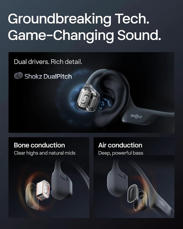Alt view image 5 of 7 - OpenRun Pro 2 Bone Conduction Bluetooth Sport Headphones, Black