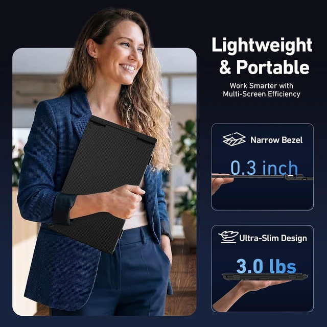 Alt view image 4 of 7 - 14" Triple Laptop Screen Extender, 3.0 lbs Lightweight FHD IPS Portable Monitor for Laptop, USB-C Plug & Play Multi Screen Attachment for 13-17.3" laptops with Windows/Mac/Chrome