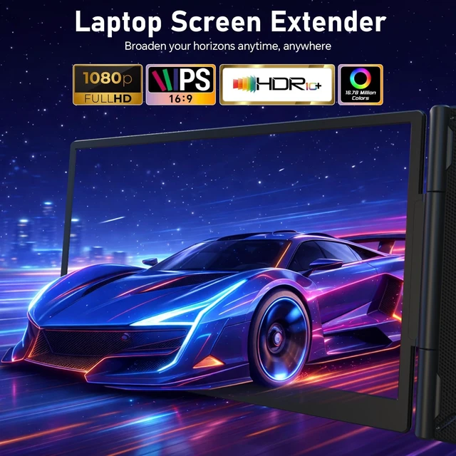 Alt view image 3 of 7 - 14" Triple Laptop Screen Extender, 1080P Ultra-Slim Portable Monitor