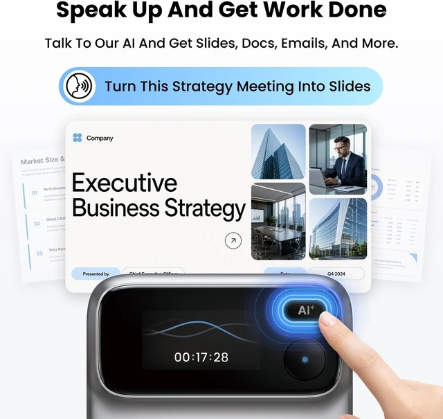 Alt view image 2 of 7 - Action Pro, AI Voice Recorder, Automatic AI Docs, 70H+ Battery Life