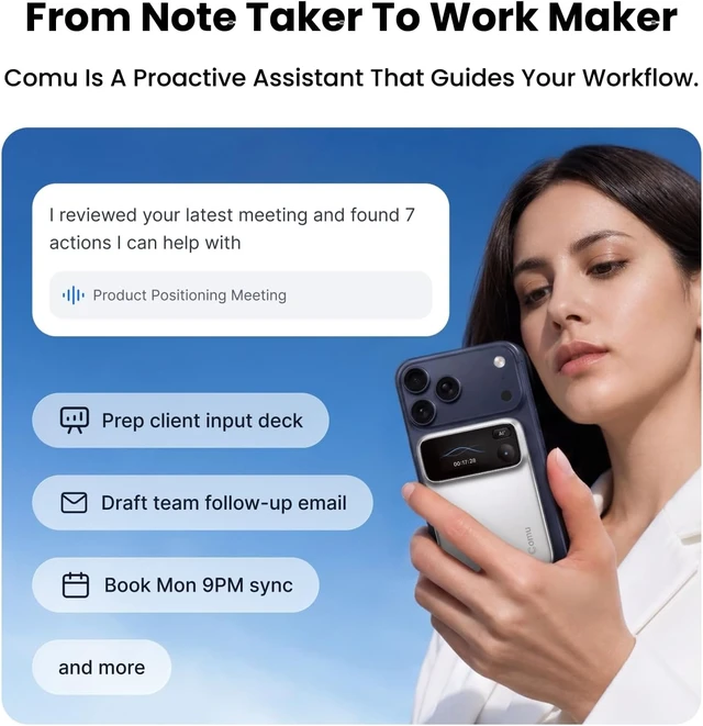 Alt view image 3 of 7 - Action Pro, AI Voice Recorder, Automatic AI Docs, 70H+ Battery Life
