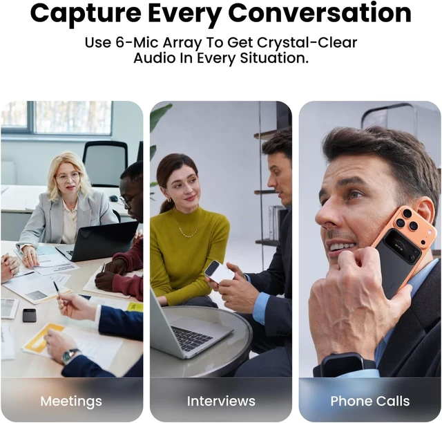 Alt view image 4 of 7 - Action Pro, AI Voice Recorder, Automatic AI Docs, 70H+ Battery Life
