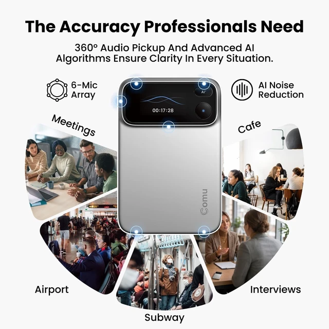 Alt view image 5 of 7 - Action Pro, AI Voice Recorder, Automatic AI Docs, 70H+ Battery Life