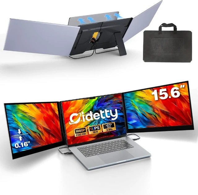 Main image of New Upgrad Laptop Screen Extender Monitor Portable, Ultra Light & Thin Triple Portable Monitor for Laptop 1080P FHD IPS Display for 13-17" Laptop, Plug & Play Compatiable with Win/Mac/Chrome