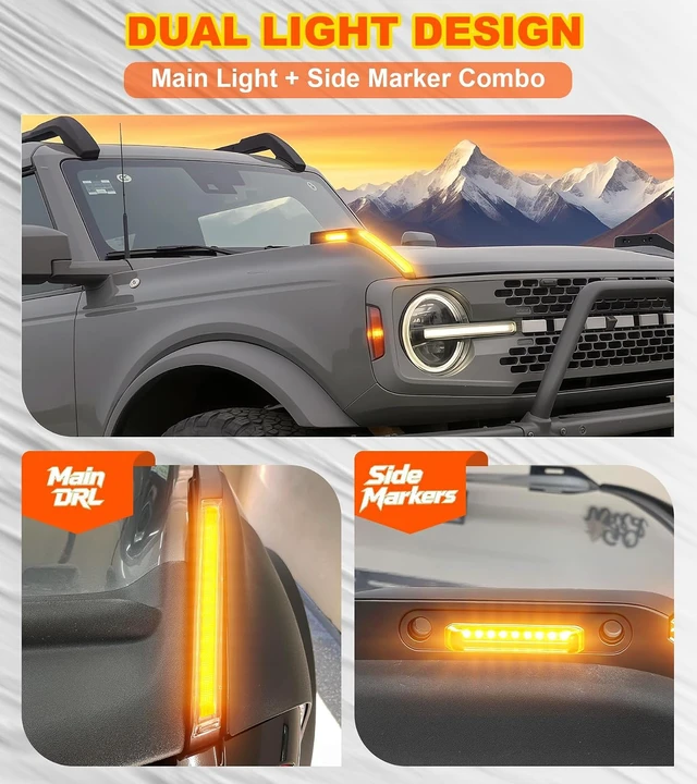 Alt view image 4 of 7 - LED Hood Handle Trail Sight Lights for Ford Bronco 2021-2026 Accessories