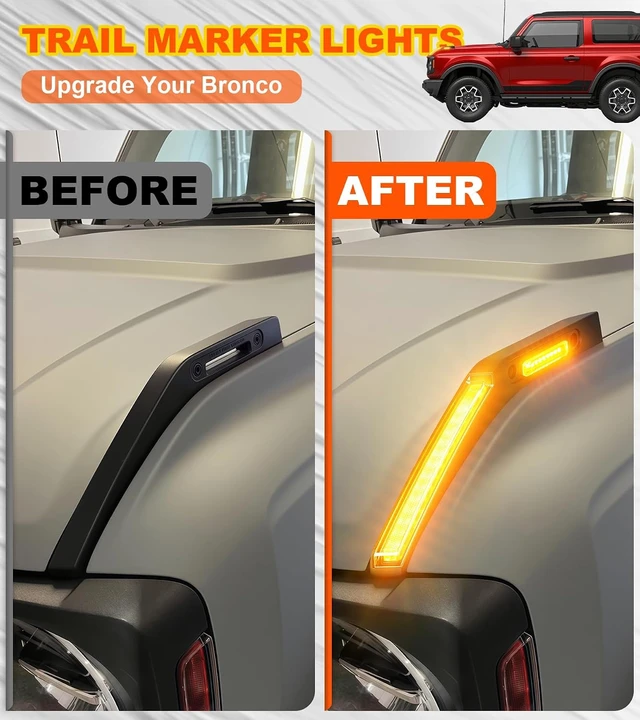 Alt view image 5 of 7 - LED Hood Handle Trail Sight Lights for Ford Bronco 2021-2026 Accessories