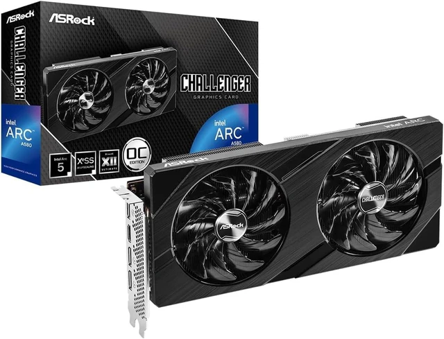 Main image of Arc A580 Challenger 8GB OC Graphics Card, Xe HPG Architecture, 8GB GDDR6, PCIe 4.0, Dual Fans, 0dB Silent Cooling, DisplayPort 2.0
