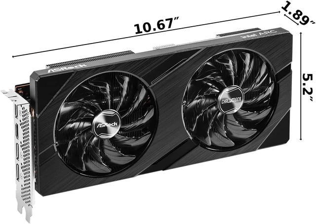 Alt view image 3 of 4 - Arc A580 Challenger 8GB OC Graphics Card, Xe HPG Architecture, 8GB GDDR6, PCIe 4.0, Dual Fans, 0dB Silent Cooling, DisplayPort 2.0