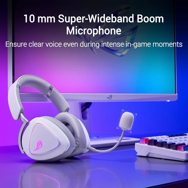Alt view image 5 of 7 - ROG Delta II Wireless Gaming Headset with Detachable Mic - White