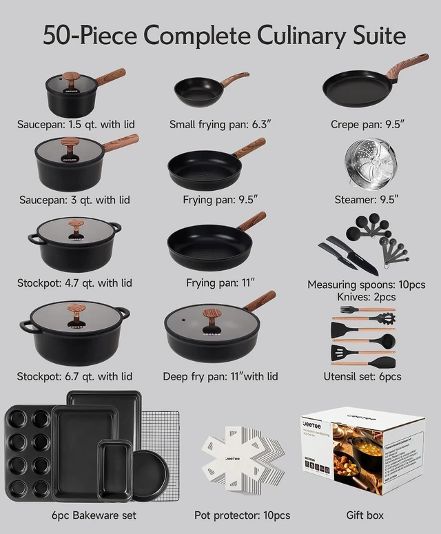 Alt view image 2 of 7 - Titanium Pots and Pans Set NonStick with Bakeware