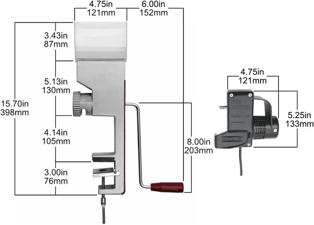 Alt view image 2 of 6 - Grain Mill Wheat Flour Grinder, Stainless Steel Metal Burrs (Deluxe Grain Mill + The Motor)