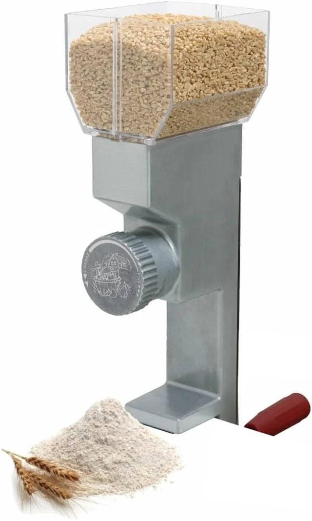 Alt view image 6 of 6 - Grain Mill Wheat Flour Grinder, Stainless Steel Metal Burrs (Deluxe Grain Mill + The Motor)