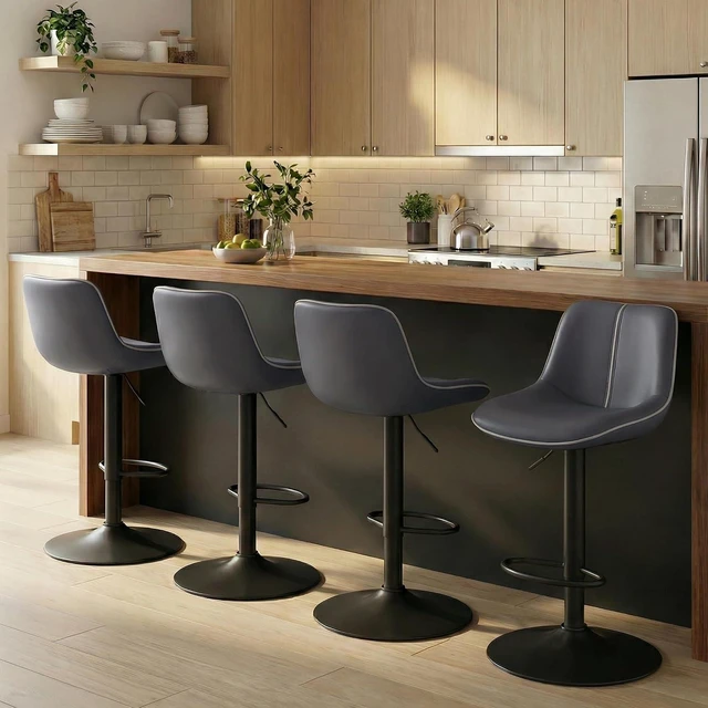 Main image of Bar Stools Set of 4, Swivel, Adjustable Height, Spliced Design