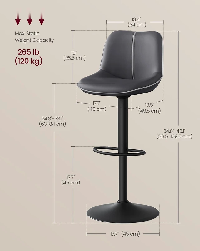Alt view image 2 of 7 - Bar Stools Set of 4, Swivel, Adjustable Height, Spliced Design