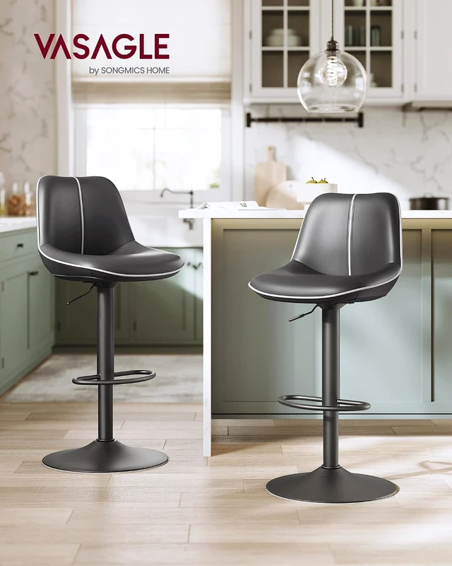 Alt view image 3 of 7 - Bar Stools Set of 4, Swivel, Adjustable Height, Spliced Design