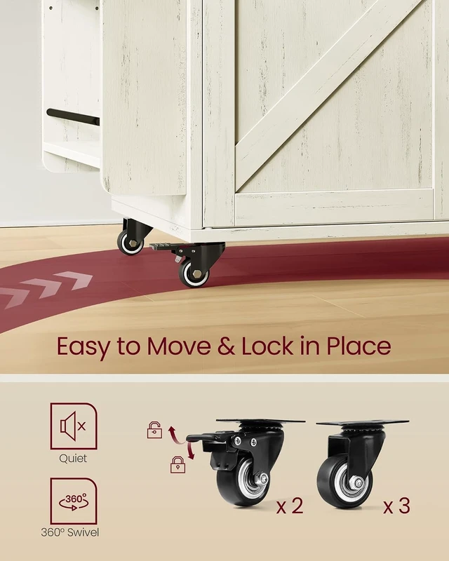 Alt view image 7 of 7 - Mobile Kitchen Island with Trash Can Storage, Drop Leaf
