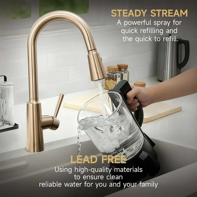 Alt view image 5 of 7 - Modern Kitchen Faucet with Pull Down Sprayer, KF241-CB