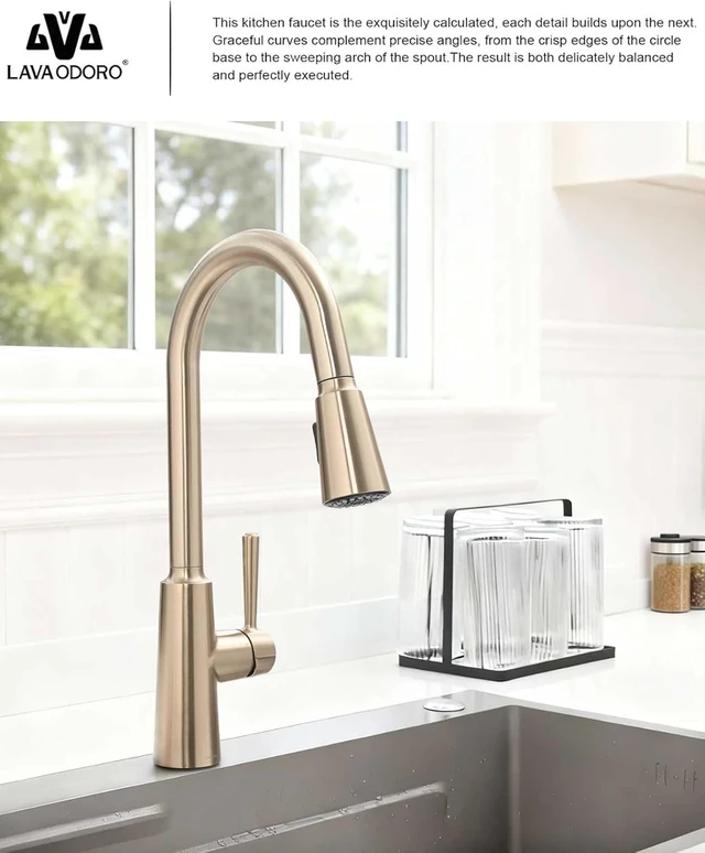 Alt view image 7 of 7 - Modern Kitchen Faucet with Pull Down Sprayer, KF241-CB