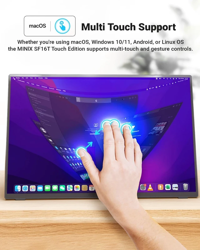 Alt view image 5 of 7 - 16 inch Portable Monitor Touchscreen FHD 1200P IPS Display Travel Monitor with Stand/Speaker, Low Blue Light Screen, USB-C HDMI Touch Screen Extended Monitor for Laptop MacBook PC Xbox PS4/5