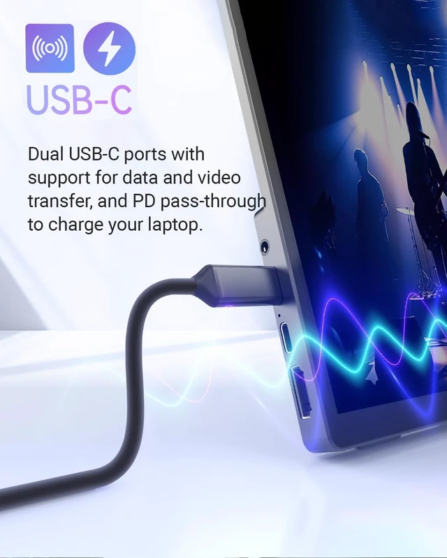 Alt view image 6 of 7 - 16 inch Portable Monitor Touchscreen FHD 1200P IPS Display Travel Monitor with Stand/Speaker, Low Blue Light Screen, USB-C HDMI Touch Screen Extended Monitor for Laptop MacBook PC Xbox PS4/5