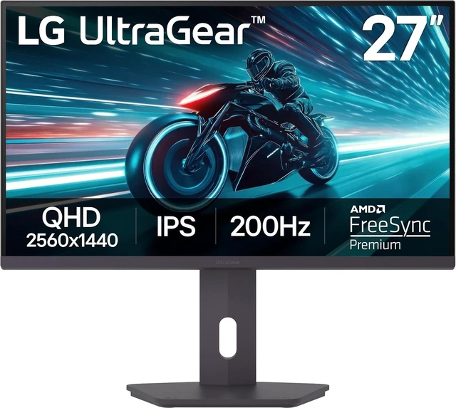 Main image of 27GS75Q-B 27-inch Ultragear QHD (2560x1440) Gaming Monitor, 180Hz (O/C 200Hz), 1ms, IPS, NVIDIA G-SYNC Compatible, FreeSync, HDR10, Tilt/Height/Pivot Stand, HDMI, DisplayPort, Black
