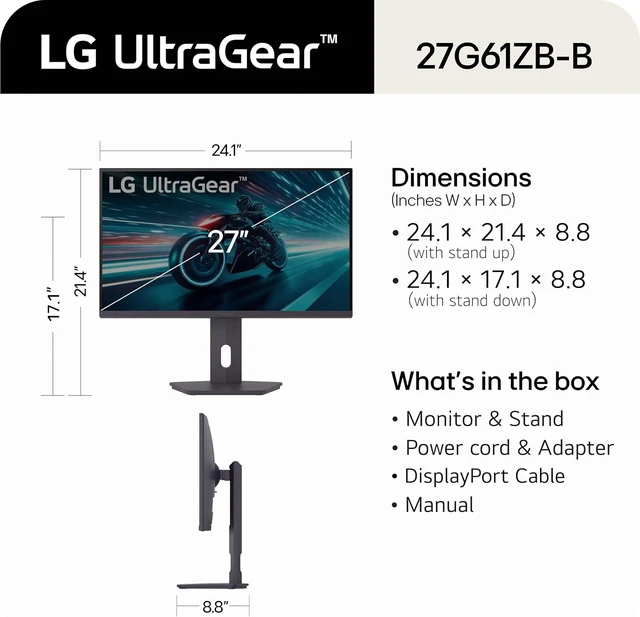 Alt view image 2 of 7 - 27GS75Q-B 27-inch Ultragear QHD (2560x1440) Gaming Monitor, 180Hz (O/C 200Hz), 1ms, IPS, NVIDIA G-SYNC Compatible, FreeSync, HDR10, Tilt/Height/Pivot Stand, HDMI, DisplayPort, Black