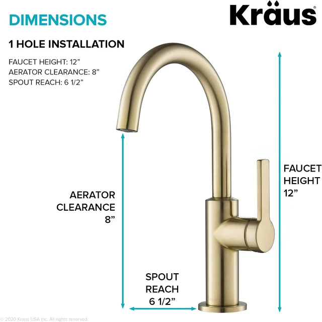 Alt view image 4 of 7 - Oletto Single Handle Kitchen Bar Faucet in Spot Free Antique Champagne Bronze, Kitchen Sink Faucets, KPF-2822SFACB