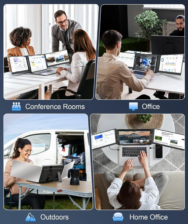 Alt view image 6 of 7 - 15.6" Laptop Screen Extender, FHD 1080P IPS Triple Portable Monitor