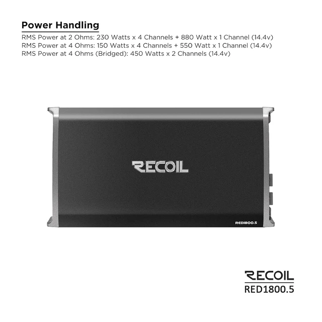 Alt view image 3 of 6 - RED1800.5 Class-D Car Audio 5-Channel Amplifier 1800W Max Power