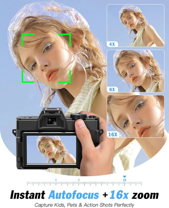 Alt view image 3 of 7 - 8K 64MP Digital Cameras for Photography,16X Zoom,3 Color FiltersBlack