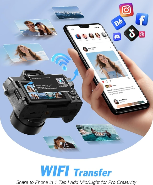 Alt view image 5 of 7 - 8K 64MP Digital Cameras for Photography,16X Zoom,3 Color FiltersBlack