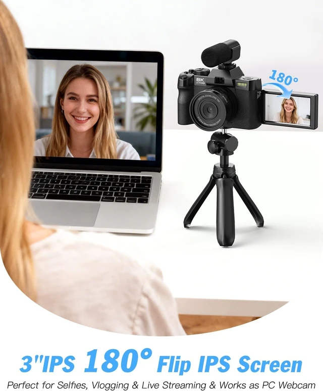 Alt view image 7 of 7 - 8K 64MP Digital Cameras for Photography,16X Zoom,3 Color FiltersBlack