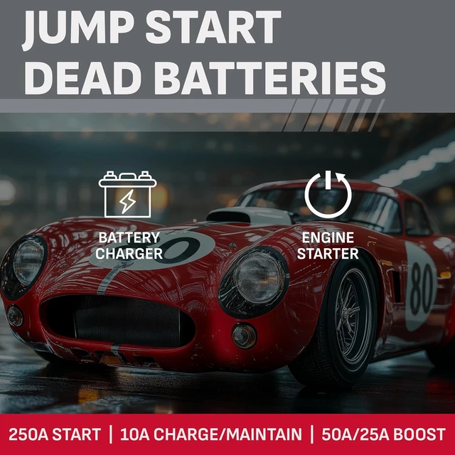 Alt view image 2 of 7 - Wheeled 6/12V 250A Car Battery Starter/Charger SC1445