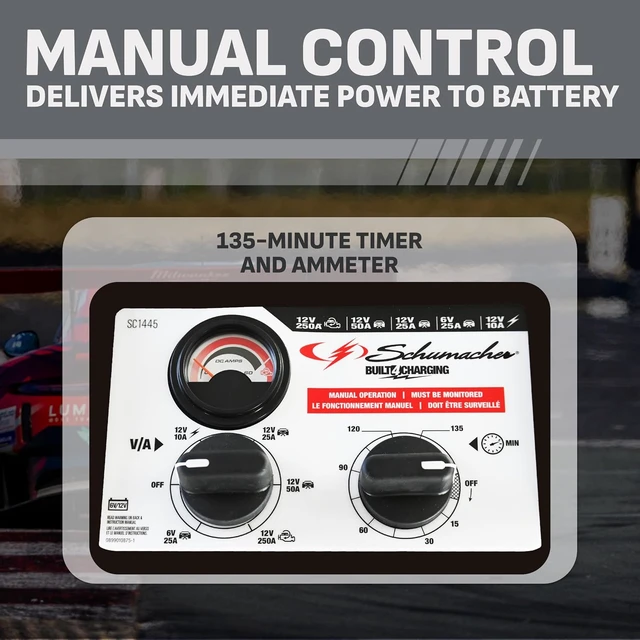 Alt view image 5 of 7 - Wheeled 6/12V 250A Car Battery Starter/Charger SC1445