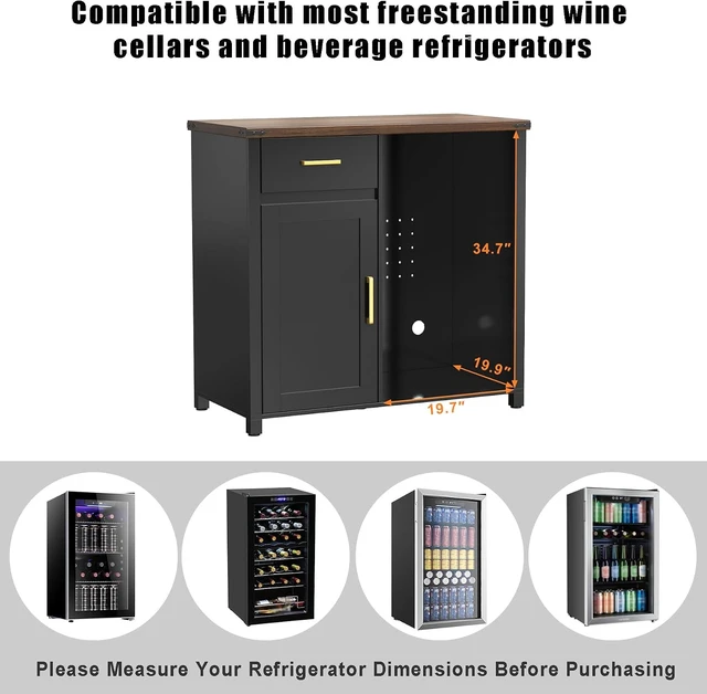 Alt view image 5 of 7 - Coffee Bar Cabinet with Fridge Space, Mini Fridge Stand,Black