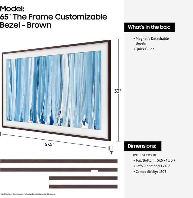 Alt view image 2 of 7 - 65-Inch The Frame Customizable Bezel, Modern Brown, 2026 Model
