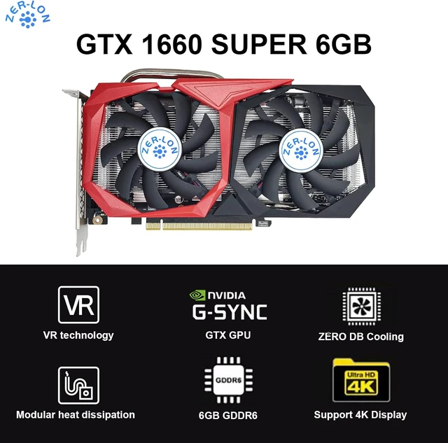 Alt view image 3 of 7 - GeForce GTX 1660 Super 6GB Graphics Cards, GDRR6 192Bit PCIE 3.0X16 Computer Gaming Gpu, Dual Freeze Fans Video Card with HDMI/DP/DVI Ports Support 4K and 8K HD